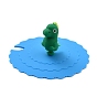 Dinosaur Food Grade Silicone Cup Cover Lid, with A Notch, Dust-Proof Lid for Cup