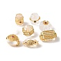 Perles de cristal de quartz naturel, avec accessoires zircon cubique micro pave en laiton, perles de cristal de roche, or