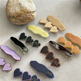 Chic Wave Edge Hair Clips with Heart-Shaped Acetate and Duckbill Design for Girls