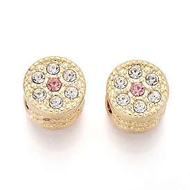 Стойки покрытие сплава горный хрусталь европейских бусы, плоско-круглые, без свинца, без никеля и без кадмия