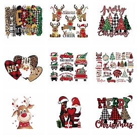 Рождественская тема, пластиковая теплопередающая пленка, набор наклеек с логотипом, для футболки своими руками, , шляпы, жакеты