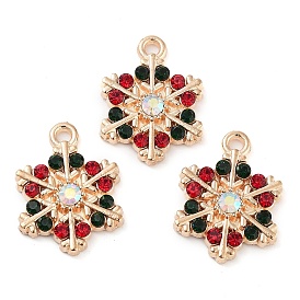 Alloy Rhinestone Pendants, Cadmium Free & Lead Free, Light Gold