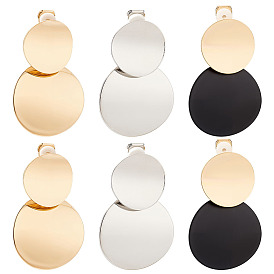 3 пары 3 цветные плоские круглые серьги-клипсы из железного сплава