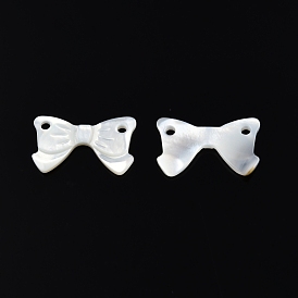 Natural White Shell Connector Charms, Bowknot