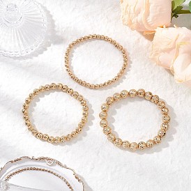 3 шт. 3 стили гальванизированные натуральные лавовые камни круглые бусины эластичные браслеты для женщин мужчин