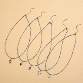 304 Женские ожерелья с подвесками из натуральных камней и шариковой цепочкой из нержавеющей стали