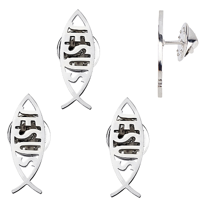 4 шт. 304 Зажимы для лацканов из нержавеющей стали для рюкзака с одеждой, Иисус рыбы