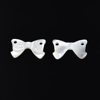 Natural White Shell Connector Charms, Bowknot