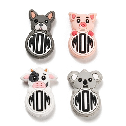Silicone Beads, DIY Nursing Necklaces Making, Animal with Word MOM