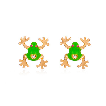 Fashion creative oil dripping frog earrings cartoon cute funny animal earrings personality earrings