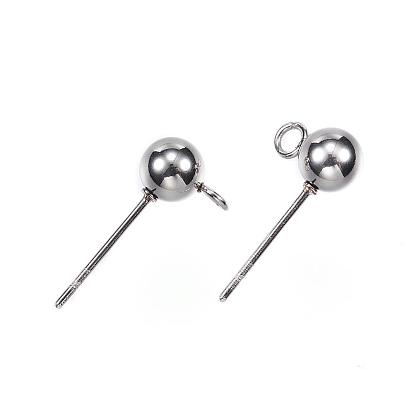 304 Stainless Steel Stud Earring Findings, with Loop