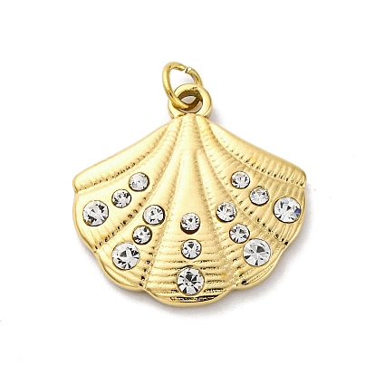 304 из нержавеющей стали горный хрусталь подвески, с целью перехода в кольце, шарм в форме ракушки, ионное покрытие (ip)