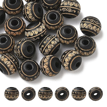 20 шт. Окрашенные бусины из натурального дерева, круглый с лазерной гравировкой в виде листьев