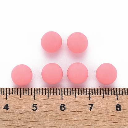 Opaque Acrylic Beads, Frosted, No Hole, Round