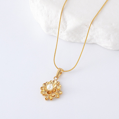 3 шт. винтажные ожерелья из нержавеющей стали с имитацией жемчуга в виде цветка лотоса для женщин, белые