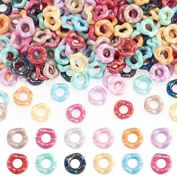 109г 200шт. непрозрачные акриловые бусины, волнообразная форма круглая, с покрытием AB цвета