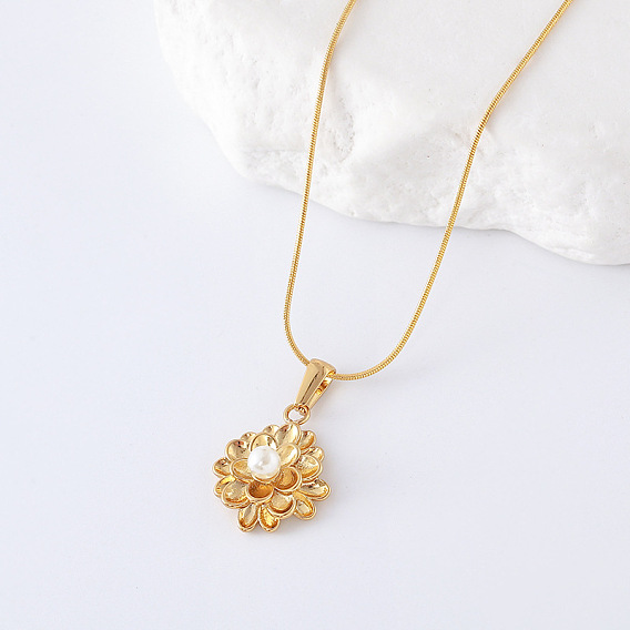 3 шт. винтажные ожерелья из нержавеющей стали с имитацией жемчуга в виде цветка лотоса для женщин, белые