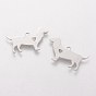 201 Stainless Steel Puppy Pendants, Silhouette Charms, Dog with Heart