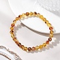 Натуральные янтарные круглые эластичные браслеты для женщин и мужчин