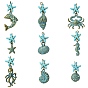 18 шт 9 подвески из сплава, с синтетической бирюзой и железными кольцами, разнообразные