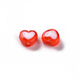 Transparent Heart Acrylic Beads, Bead in Bead, 7x8x4mm, Hole: 2mm, about 3000pcs/500g