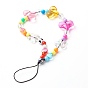 Opaque Acrylic Beads and Eco-Friendly Transparent Acrylic Beads Mobile Straps, with Nylon Thread, Heart & Butterfly
