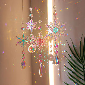 Copo de nieve k9 vidrio colgante grande decoraciones, Colgadores de sol colgantes, Fabricante de arcoíris con prisma de cristal para árbol de Navidad., lámpara de techo, ventana, jardín
