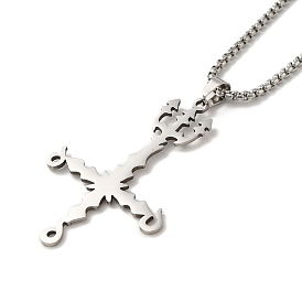 Cross Pendant Necklaces, 204 Stainless Steel Box Chain Necklaces