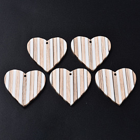 Stripe Resin & Wood Pendants, Heart