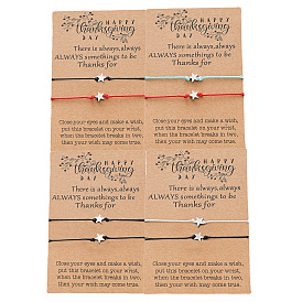Стиль бохо 2 набор из предметов: плетеные браслеты с пятизвездочным восковым шнуром для аксессуаров на День благодарения