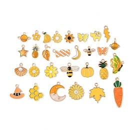 Подвески из эмали и сплава, шарм цветы и фрукты, золотой свет