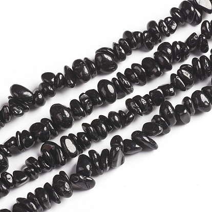 Natural Black Spinel Chips Beads Strands