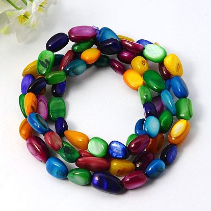 Stretch Erose Freshwater Shell Bracelets, with Elastic, 700mm