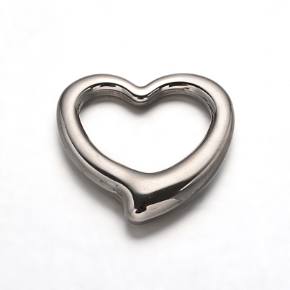 304 Stainless Steel Heart Linking Rings, 24.5x24x2.5mm, Hole: 15x18mm