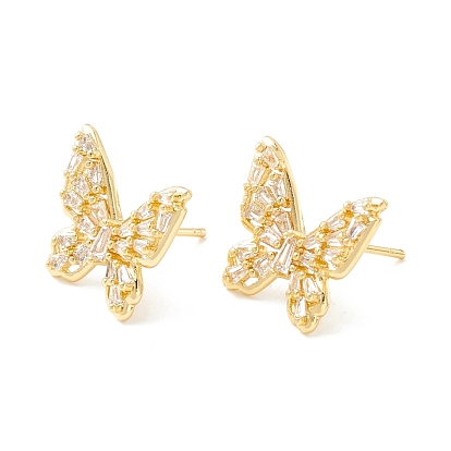 Clear Cubic Zirconia Butterfly Stud Earrings for Women, Cadmium Free & Lead Free