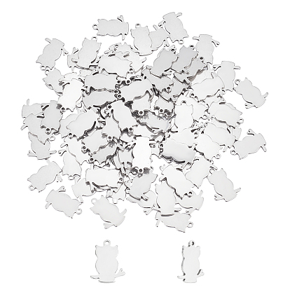 100 pcs 304 dijes de acero inoxidable, Corte con laser, etiqueta estampado en blanco, búho