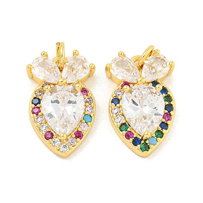 Стойка металлическая латунная микропрофилированная кубическая циркония подвески, со стеклом, долговечный, без кадмия и без свинца, клубника, с целью перехода в кольце