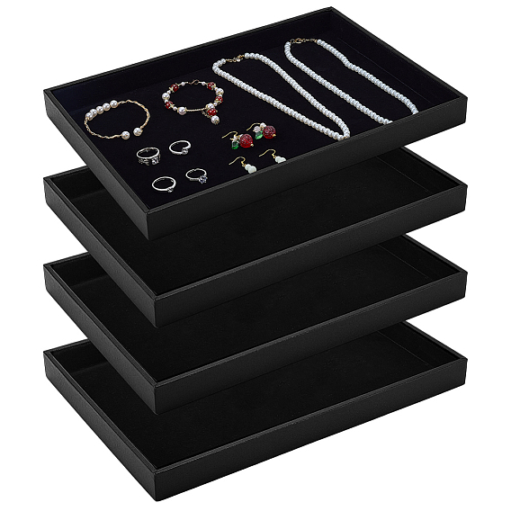 Деревянные подносы для демонстрации ювелирных изделий, обтянутые искусственной кожей, для сережек, колец, браслетов и ожерелий., прямоугольные