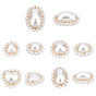 10Pcs 5 Style ABS Plastic Imitation Pearl Pendants, with Light Gold Plated Brass Wire Wrapped, Round & Heart  & Oval