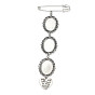 Iron Brooch Findings, with Tibetan Style Alloy Pendant Cabochon Settings & Pendants, Oval & Heart, for Valentine's Day