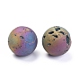 Electroplated Natural Druzy Agate Beads, Gemstone Home Display Decorations, No Hole/Undrilled, Round