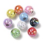 UV Plating Opaque Acrylic European Bead Rhinestone Settings, Large Hole Beads, Iridescent, Round