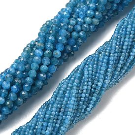 Natural Apatite Beads Strands, Round, Faceted