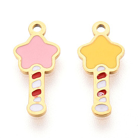 304 из нержавеющей стали шармы эмали, ионное покрытие (ip), звезда волшебная палочка очарование, реальный 14 k позолоченный