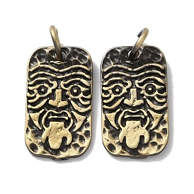 Tibetan Style Brass Pendants, Cadmium Free & Lead Free, Rectangle with Human Face