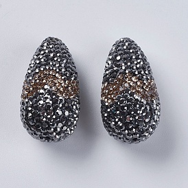 Бусины со стразами, полимерная глина , капля