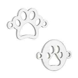 2 шт. 2 стили 925 подвески-подвески из стерлингового серебра с полыми соединителями, ссылки на отпечатки лап