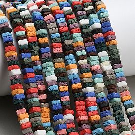 Синтетические бусины из лавы, окрашенные, квадратные плоские бусины хейши