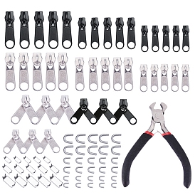 Zipper Repair Kit, 8# 5# 3# Alloy Zipper Head, Replacement Zipper Slider with Top & Bottom Stops, End Cutting Plier, Zipper Pull