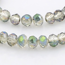 Half Rainbow Plated Faceted Rondelle Glass Beads Strands
